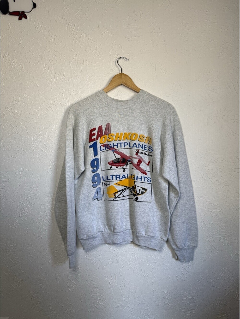 Vintage 90s Oshkosh Light Planes Fruit of The Loom Sweatshirt Size Large